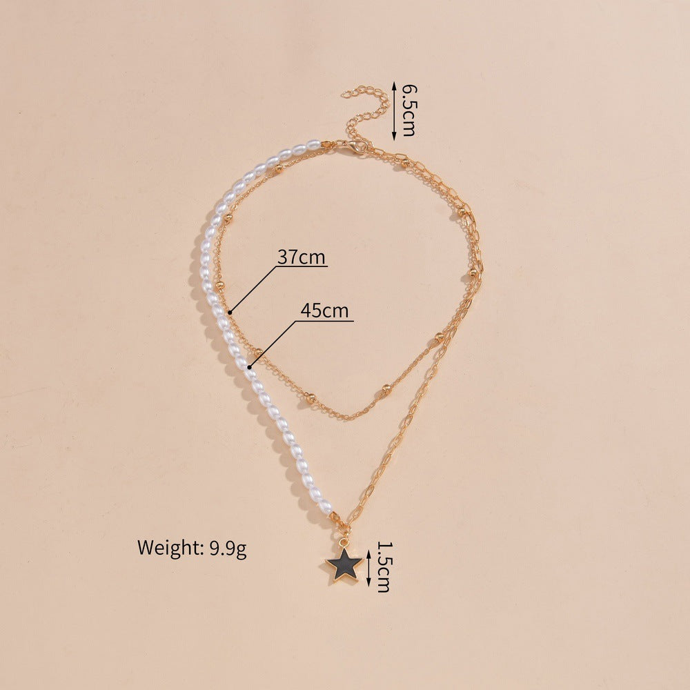 Women's Stitching Chain Pendant Double Layer Twin Necklaces