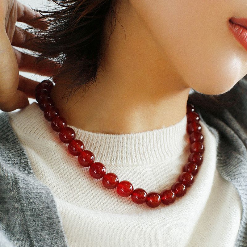 Agate Round Beads Female Personality Trend Necklaces