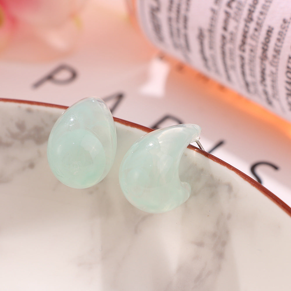 Korean Jewelry Candy Solid Color Ink Pattern Earrings