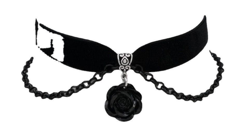 Popular Fashion Black Acrylic Rose Veet Necklaces