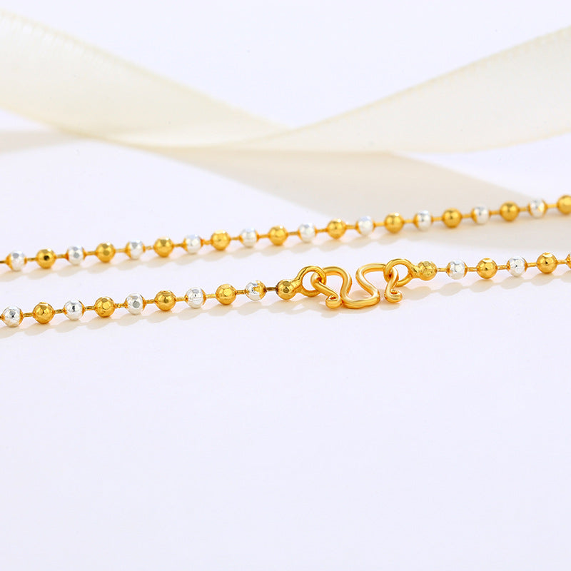 Women's Jewelry Color Gold Two-tone Chain Bead Ball Oval Fashion Necklaces