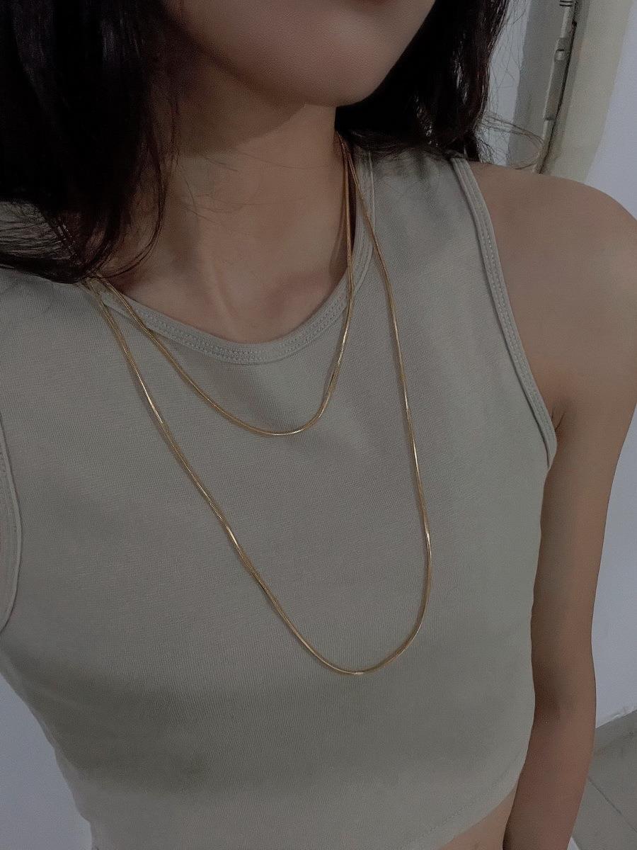 Women's Bone Light Luxury Plain Gold Sweater Chain Does Necklaces